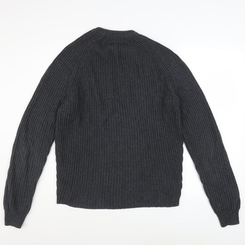 Jack Wills Men’s Grey Chunky Knit Cotton Pullover Jumper M