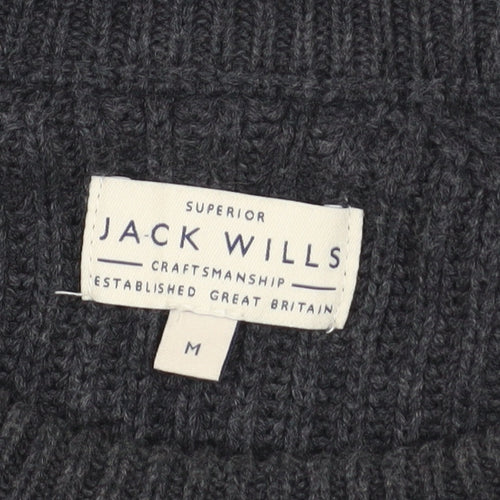 Jack Wills Men’s Grey Chunky Knit Cotton Pullover Jumper M