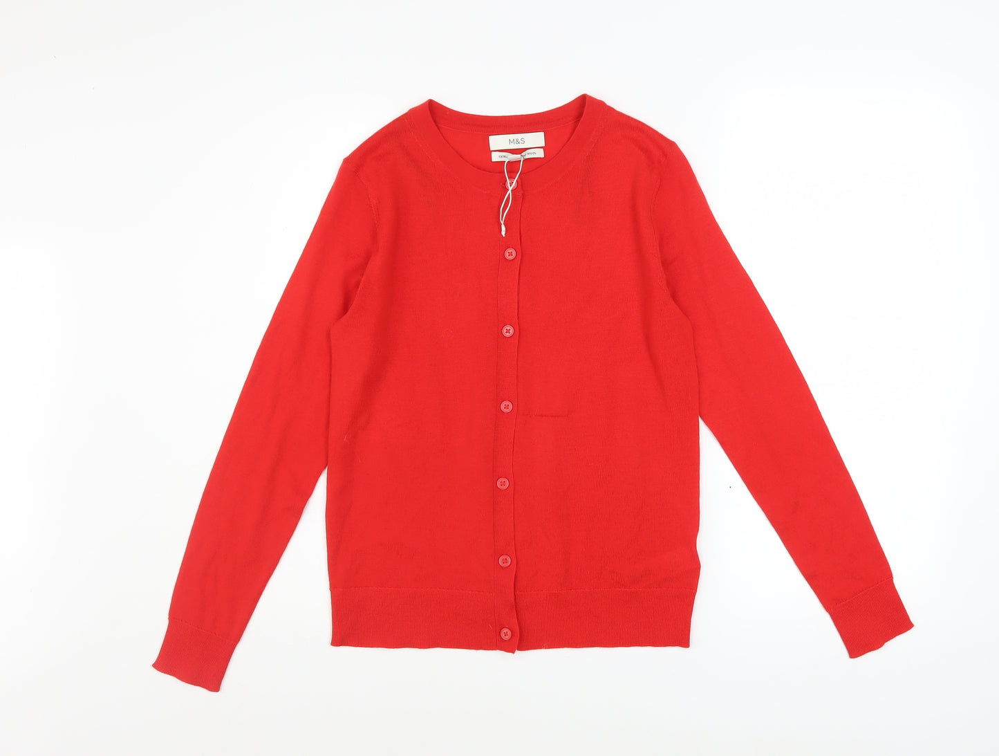 Marks and Spencer Women's Red Merino Wool Cardigan Size 8
