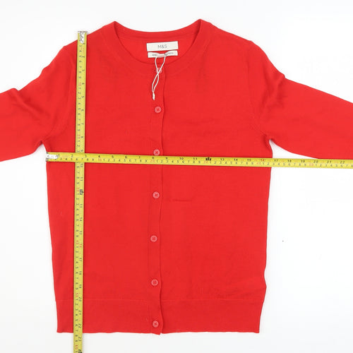 Marks and Spencer Women's Red Merino Wool Cardigan Size 8