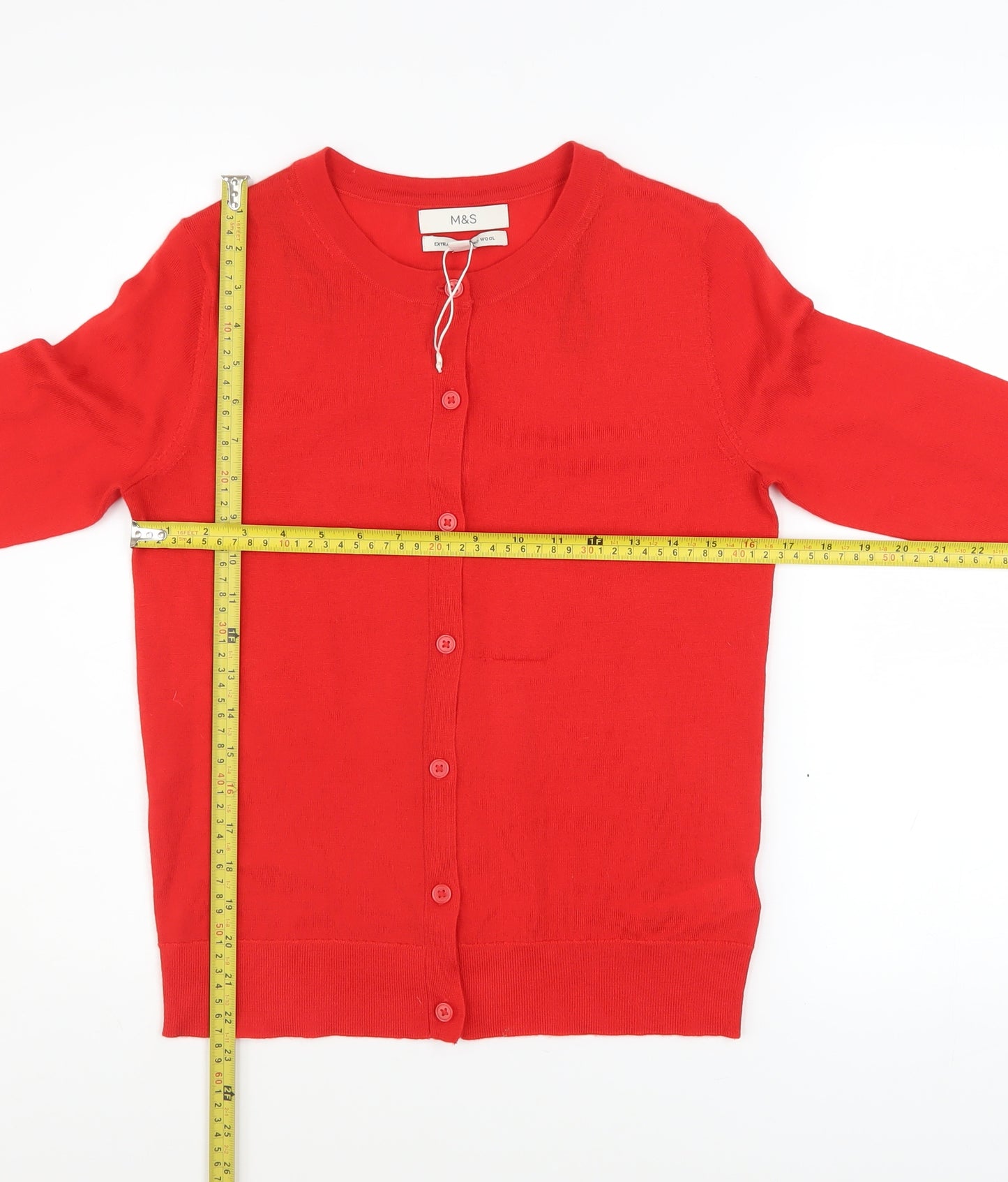 Marks and Spencer Women's Red Merino Wool Cardigan Size 8