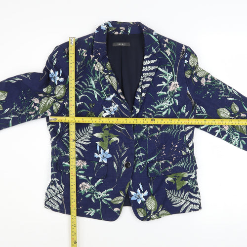 Esprit Womens Blue Floral Blazer Size 14 Single Breasted Jacket