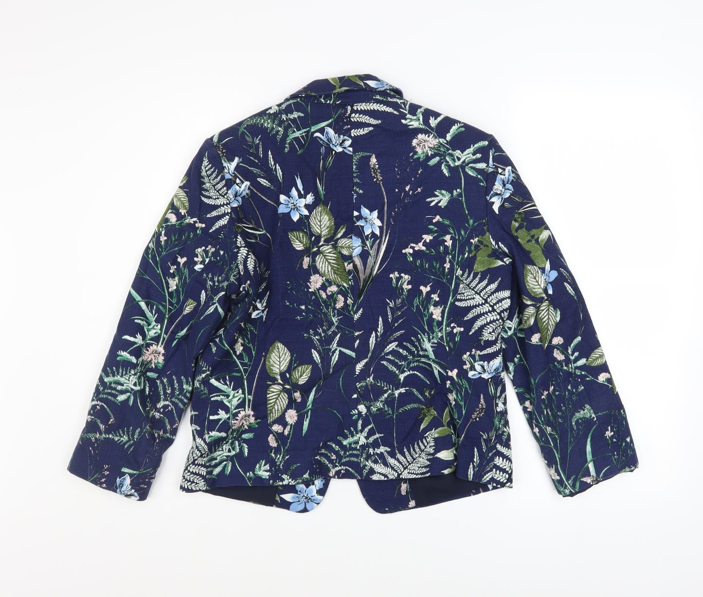 Esprit Womens Blue Floral Blazer Size 14 Single Breasted Jacket