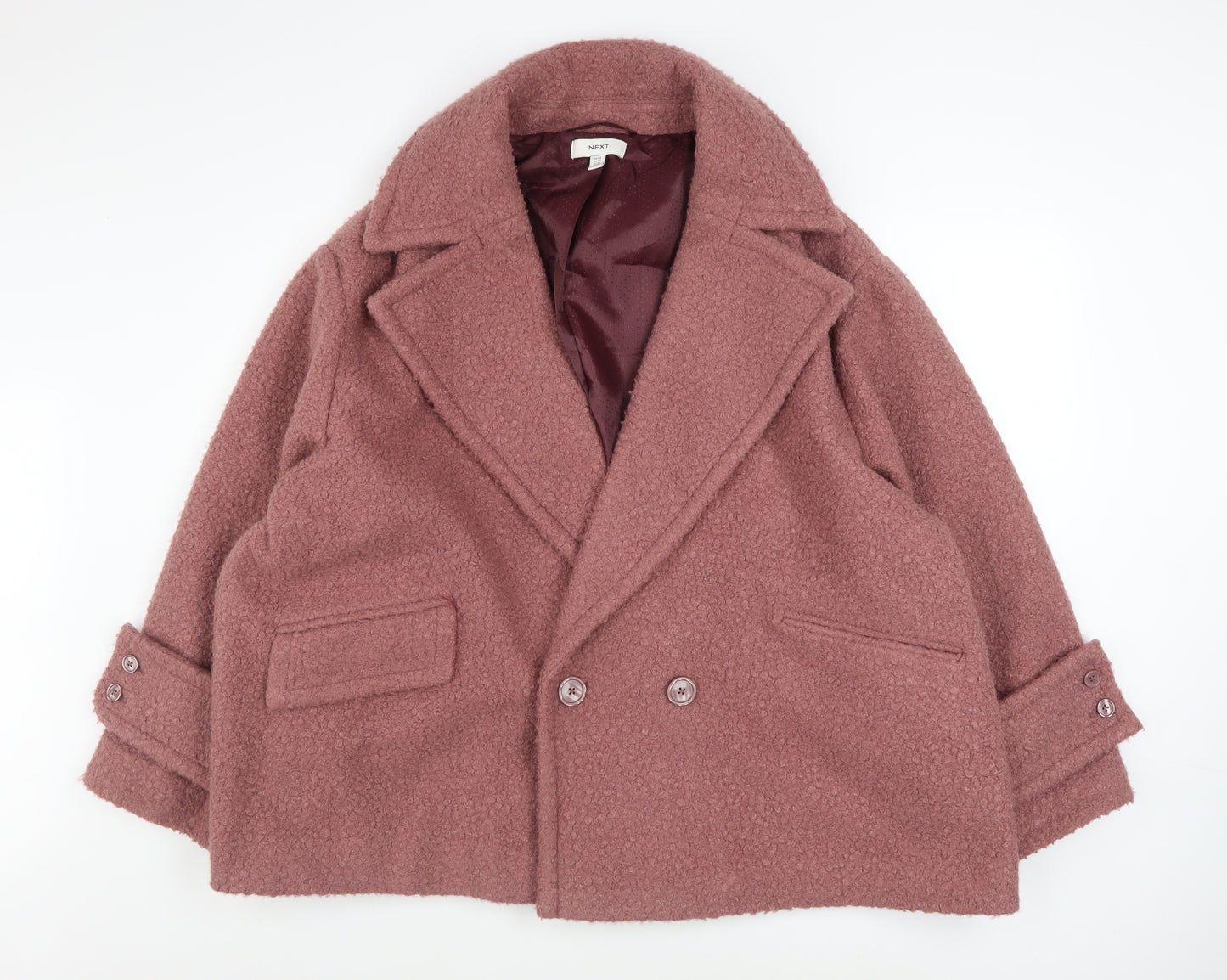 Next Women's Pink Short Pea Coat Size 22 Plus Lined Polyester