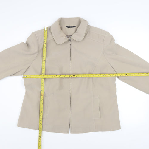 Bm Women Beige Mid-Length Zip-Up Jacket Size 18