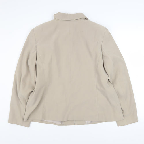 Bm Women Beige Mid-Length Zip-Up Jacket Size 18