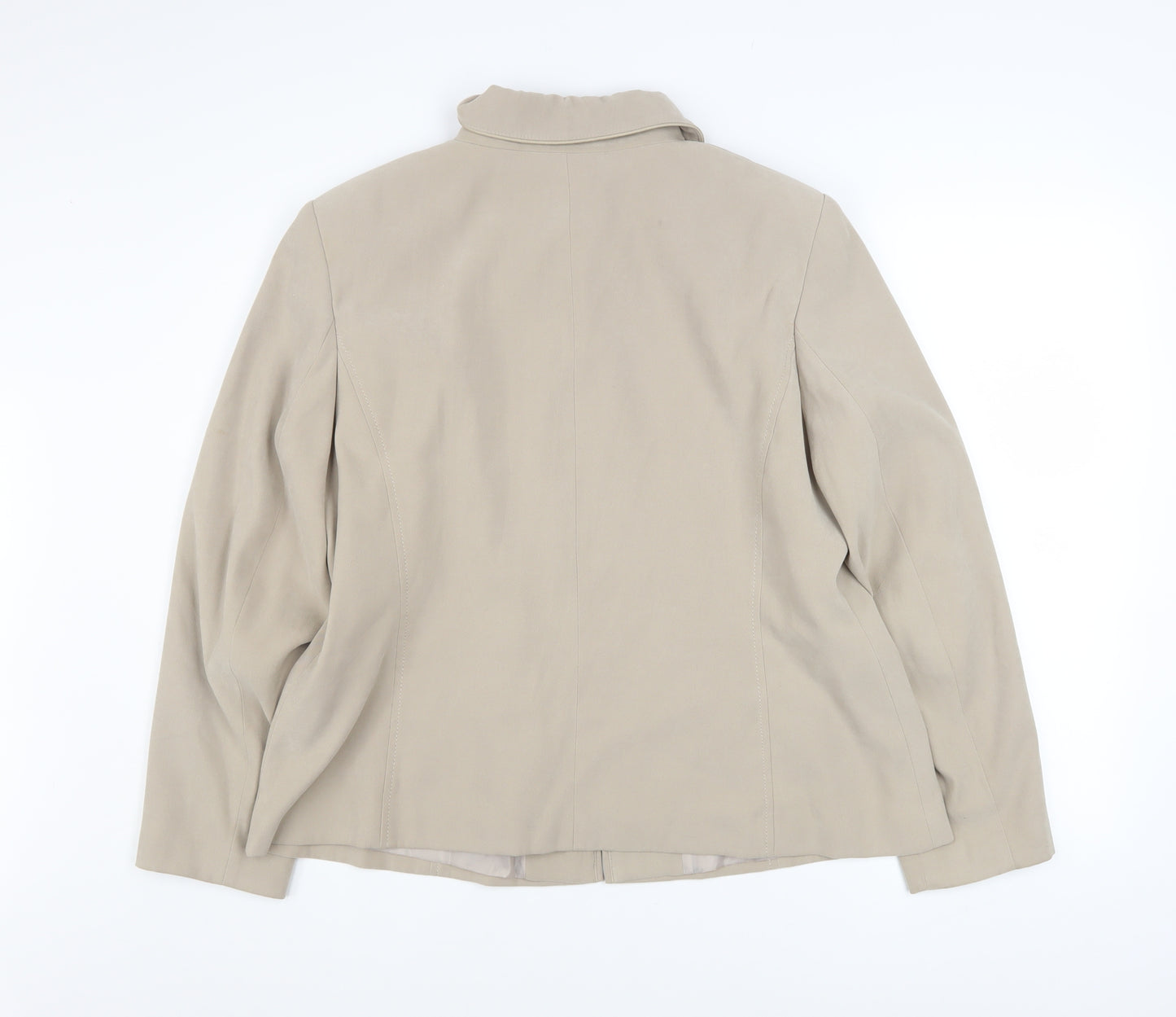 Bm Women Beige Mid-Length Zip-Up Jacket Size 18