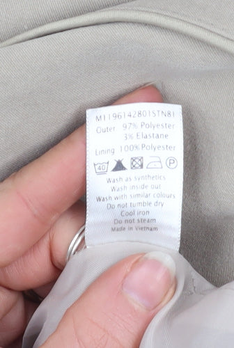 Bm Women Beige Mid-Length Zip-Up Jacket Size 18