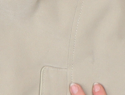 Bm Women Beige Mid-Length Zip-Up Jacket Size 18