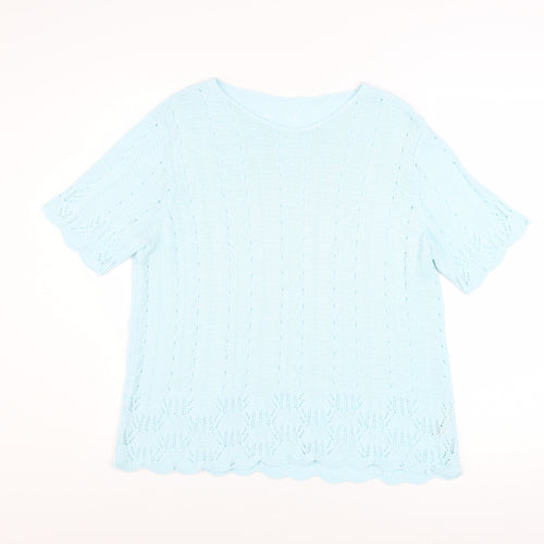 Marks and Spencer Women Blue Knit Short Sleeve Acrylic Top Size 16