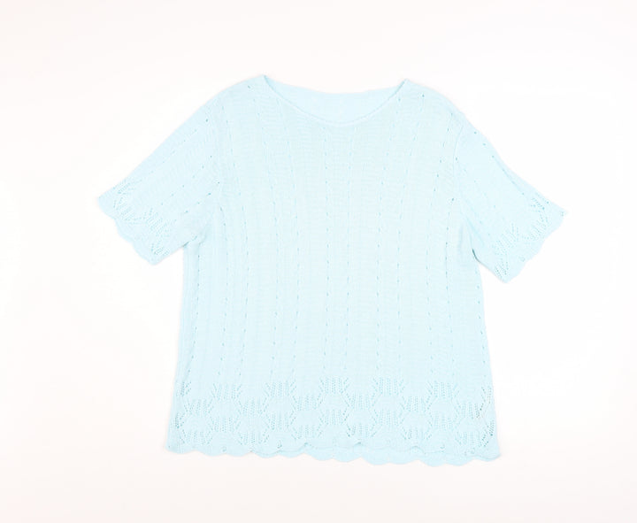 Marks and Spencer Women Blue Knit Short Sleeve Acrylic Top Size 16