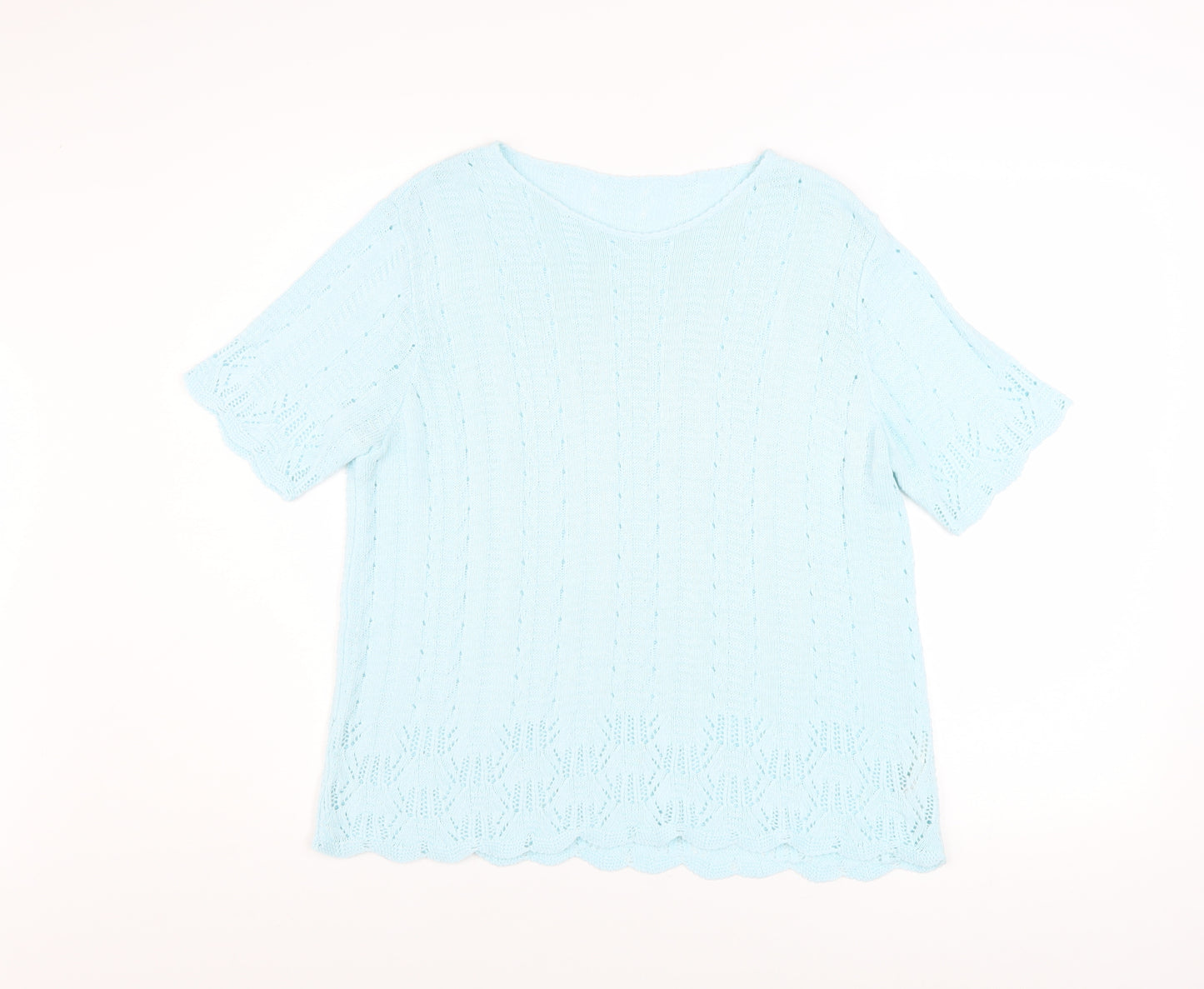 Marks and Spencer Women Blue Knit Short Sleeve Acrylic Top Size 16