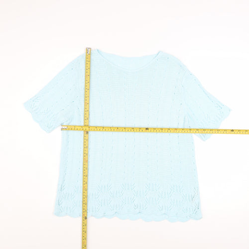 Marks and Spencer Women Blue Knit Short Sleeve Acrylic Top Size 16