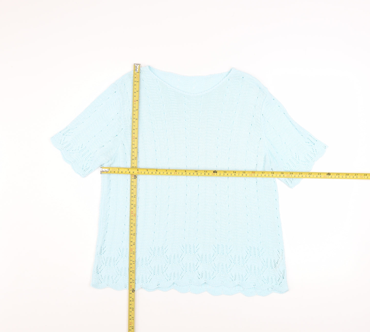 Marks and Spencer Women Blue Knit Short Sleeve Acrylic Top Size 16