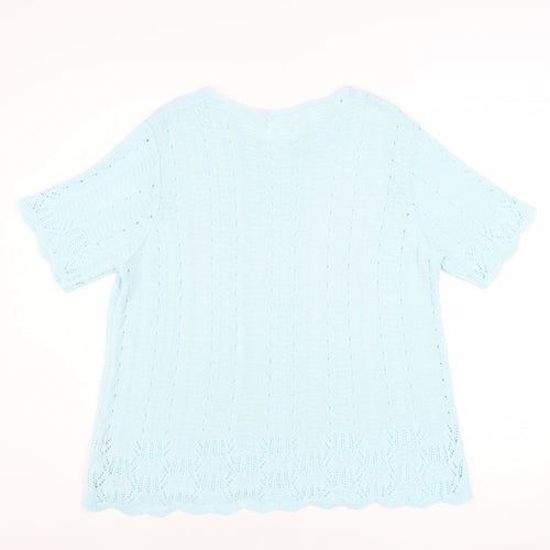 Marks and Spencer Women Blue Knit Short Sleeve Acrylic Top Size 16
