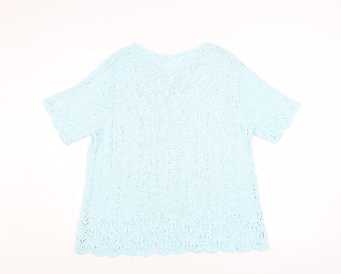Marks and Spencer Women Blue Knit Short Sleeve Acrylic Top Size 16