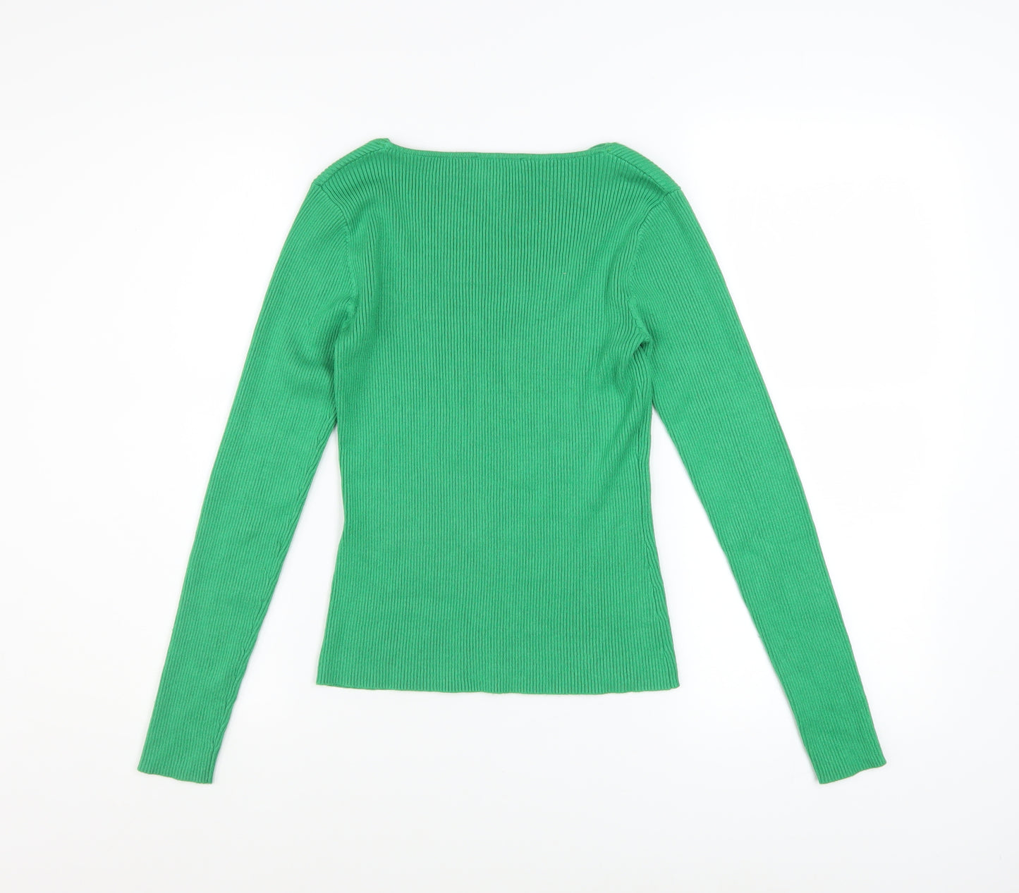 Lipsy Women's Green Slim Fit Long Sleeve Ribbed Pullover Jumper Size 8