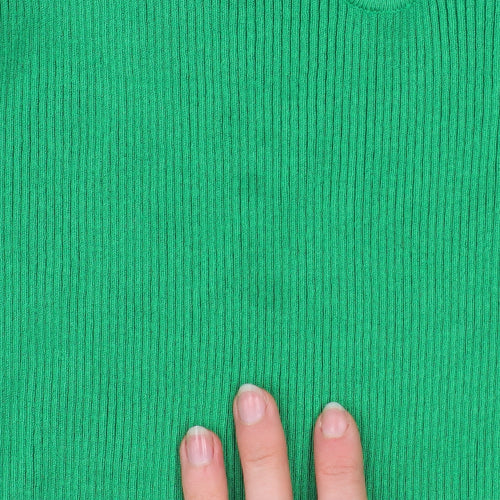 Lipsy Women's Green Slim Fit Long Sleeve Ribbed Pullover Jumper Size 8