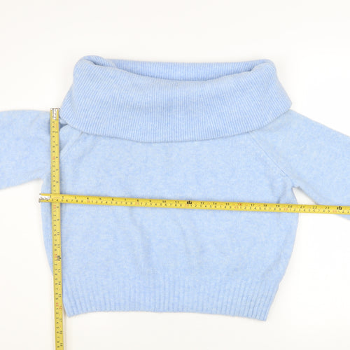 H&M Women’s Blue Cowl Neck Long Sleeve Knit Pullover Jumper Size XS
