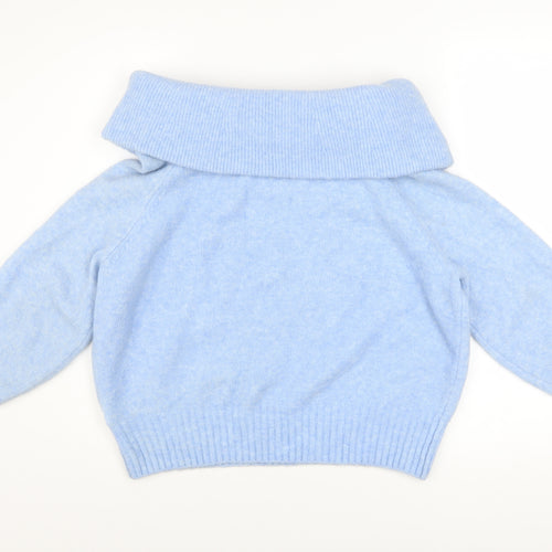 H&M Women’s Blue Cowl Neck Long Sleeve Knit Pullover Jumper Size XS