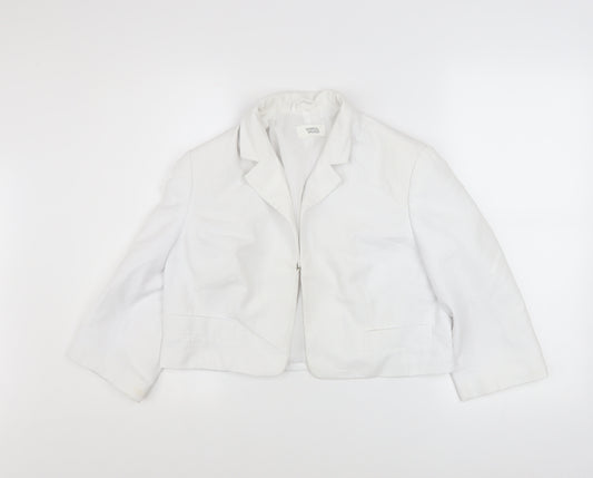 Marks and Spencer Women White Cropped Blazer UK 14 Formal Jacket