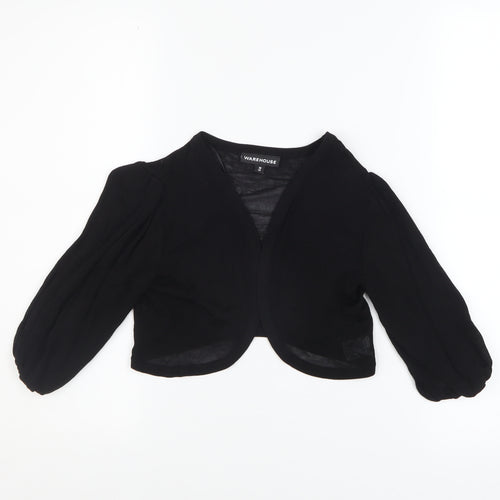 Warehouse Women's Black V-Neck Shrug Size 10 Classic Knit