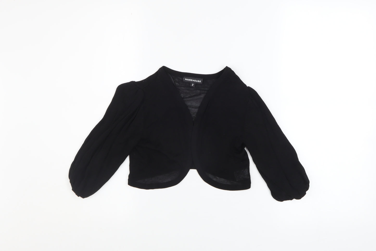 Warehouse Women's Black V-Neck Shrug Size 10 Classic Knit