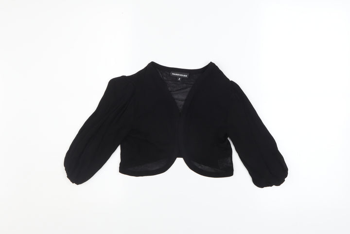 Warehouse Women's Black V-Neck Shrug Size 10 Classic Knit