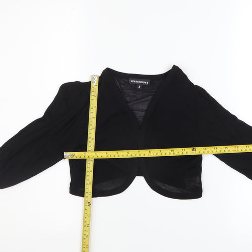 Warehouse Women's Black V-Neck Shrug Size 10 Classic Knit