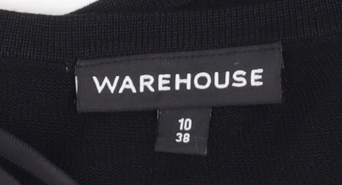 Warehouse Women's Black V-Neck Shrug Size 10 Classic Knit