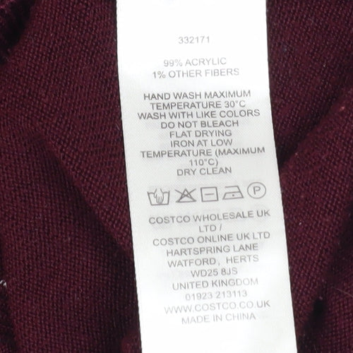 DKNY Jeans Womens Red Star Pattern V-Neck Relaxed Knit Jumper Size L