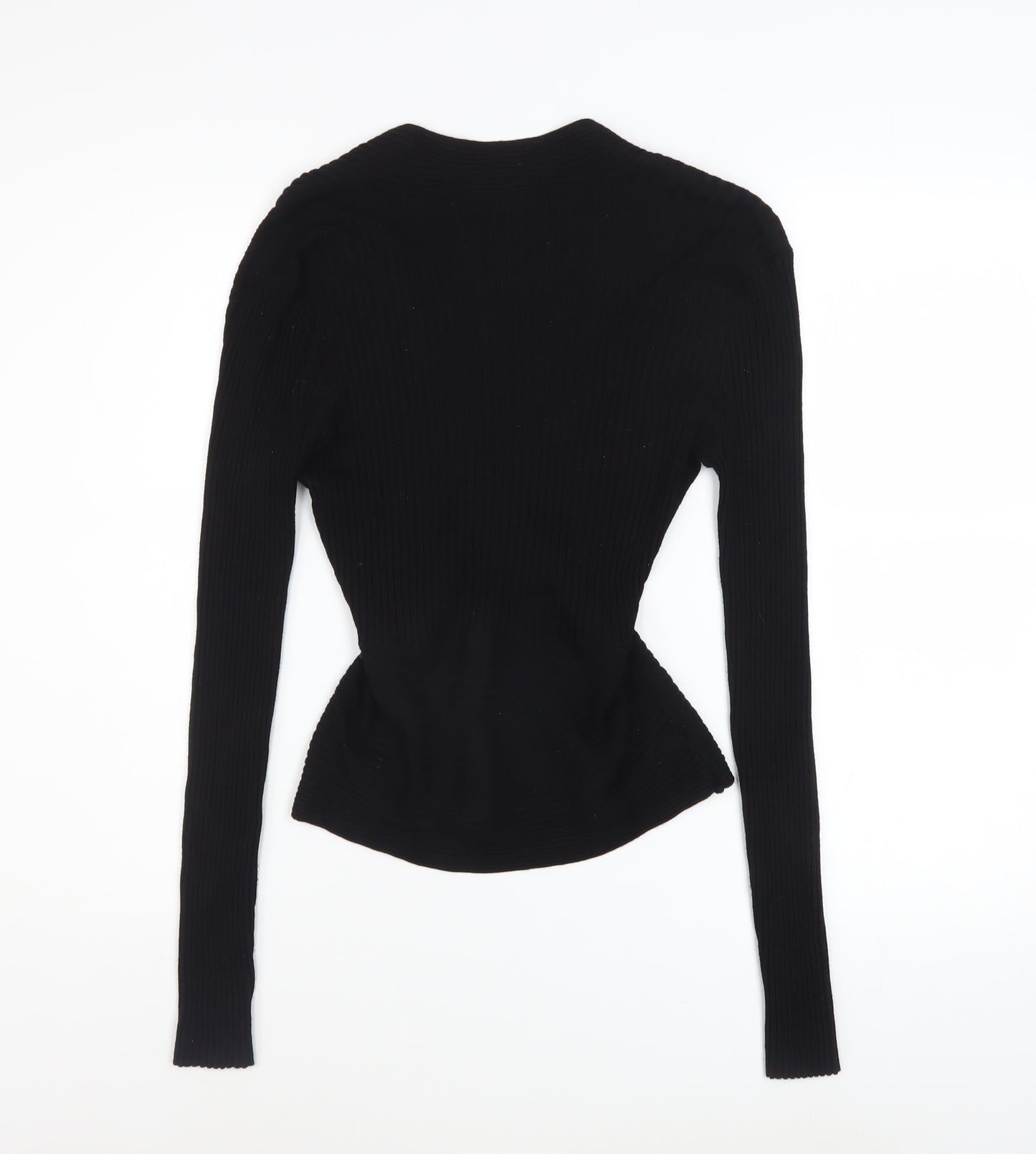 Oasis Women’s Black Wrap Knit V-Neck Jumper Size M