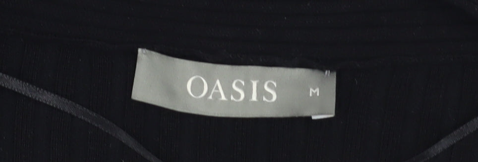 Oasis Women’s Black Wrap Knit V-Neck Jumper Size M