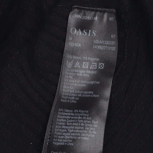 Oasis Women’s Black Wrap Knit V-Neck Jumper Size M