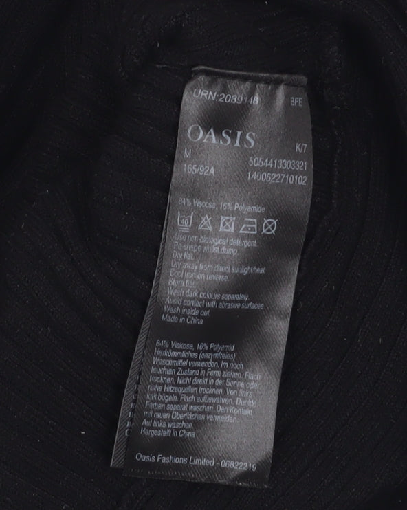 Oasis Women’s Black Wrap Knit V-Neck Jumper Size M