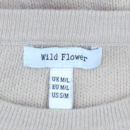 Wild Flower Women’s Beige Leopard Sequin Pullover Jumper M/L