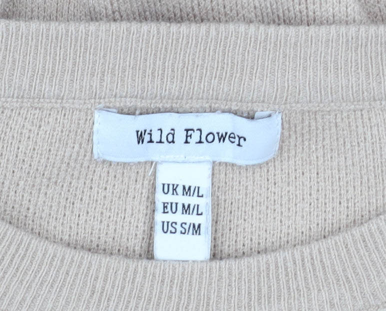 Wild Flower Women’s Beige Leopard Sequin Pullover Jumper M/L