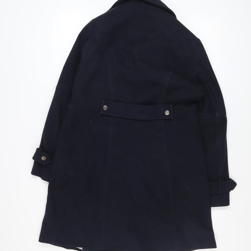 Wallis Petite Women's Navy Zip-Up Overcoat Size 12
