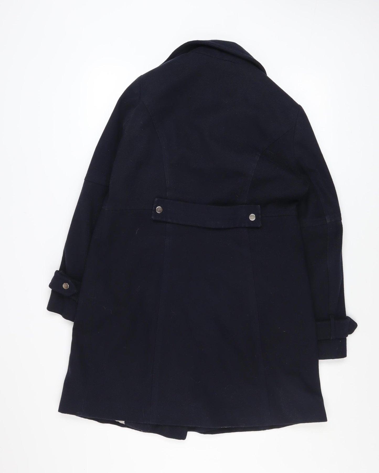 Wallis Petite Women's Navy Zip-Up Overcoat Size 12