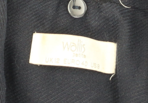 Wallis Petite Women's Navy Zip-Up Overcoat Size 12