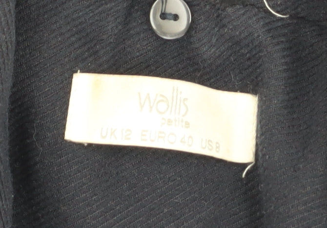 Wallis Petite Women's Navy Zip-Up Overcoat Size 12