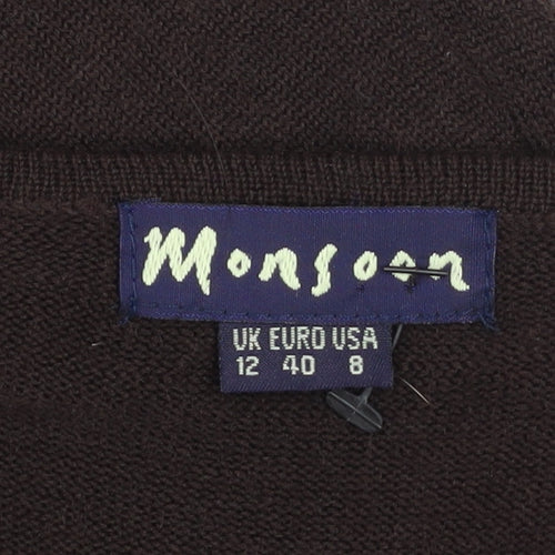 Monsoon Women’s Brown Wool Blend Long Sleeve Belted Jumper Dress Size 12