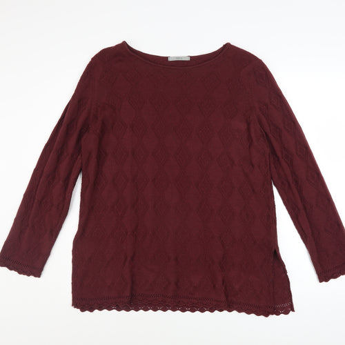 Marks and Spencer Women’s Red Textured Knit Jumper Size 14