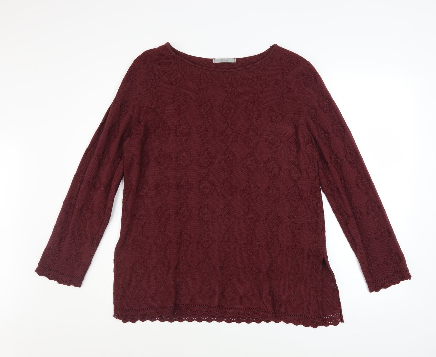 Marks and Spencer Women’s Red Textured Knit Jumper Size 14