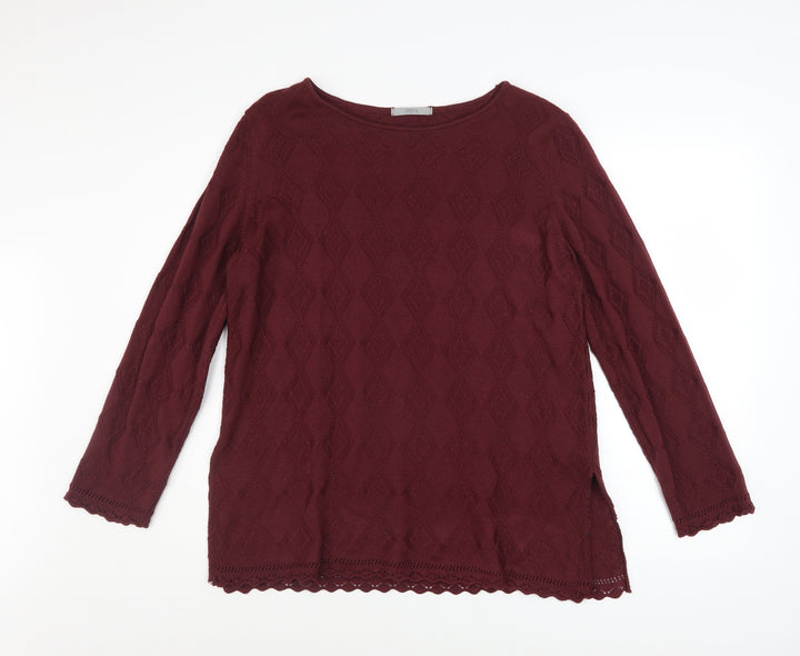 Marks and Spencer Women’s Red Textured Knit Jumper Size 14