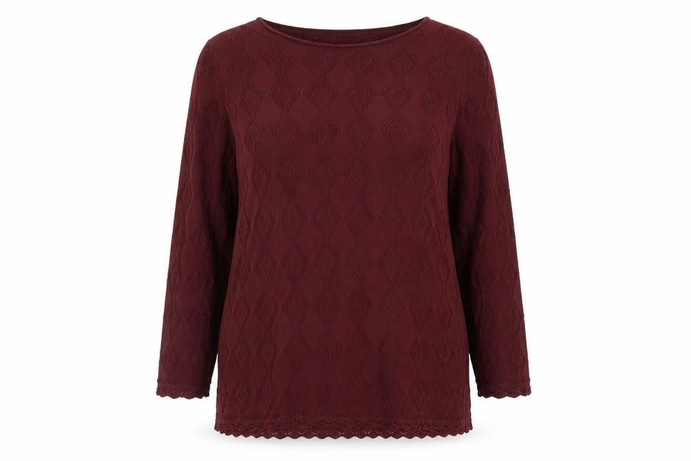 Front view of Marks & Spencer Women’s Red Textured Knit Jumper, size UK 14