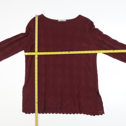 Marks and Spencer Women’s Red Textured Knit Jumper Size 14
