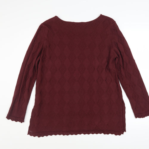 Marks and Spencer Women’s Red Textured Knit Jumper Size 14