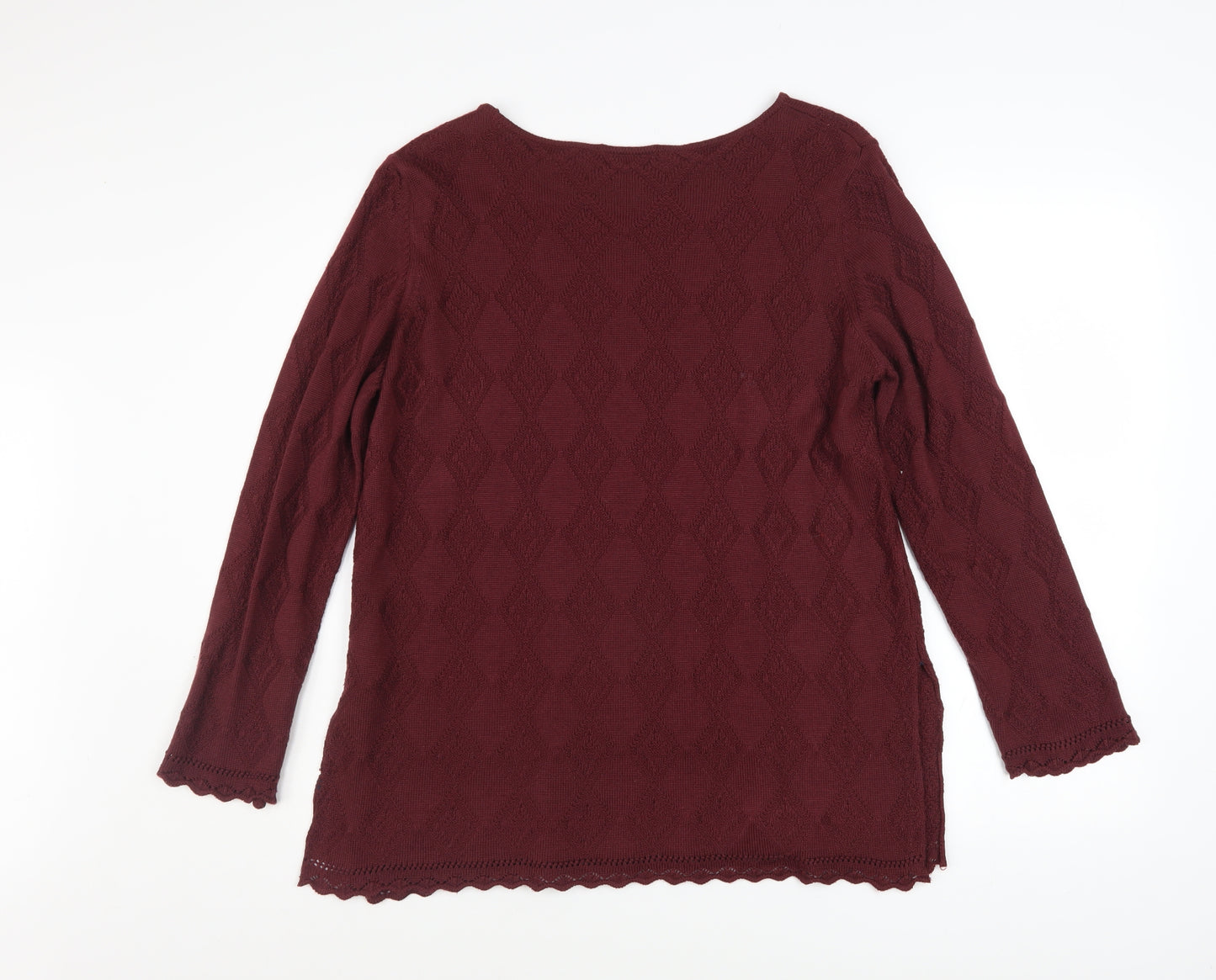 Marks and Spencer Women’s Red Textured Knit Jumper Size 14