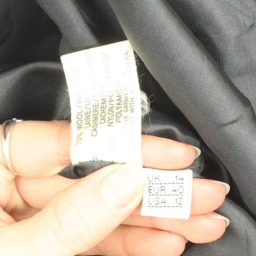 Mansfield Women's Black Wool Cashmere Long Overcoat Size 14